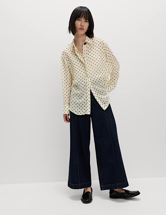 Polka Dot Embellished Button Detail Shirt