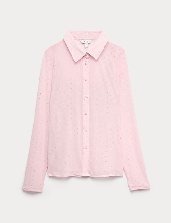 Chemise ajustée en tulle avec ornements