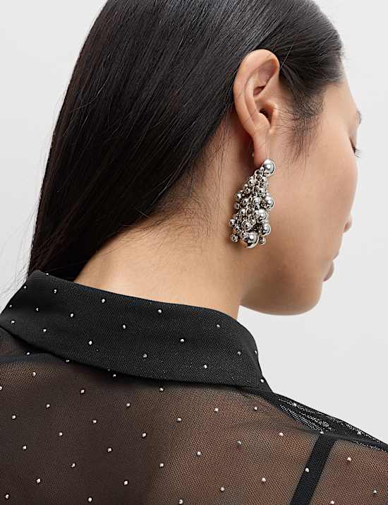 Mesh Embellished Fitted Shirt