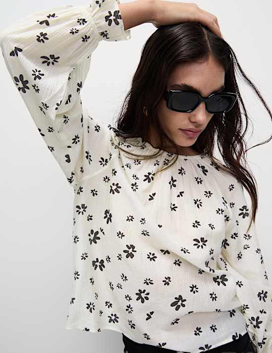 Lyocellrijke blouse met print