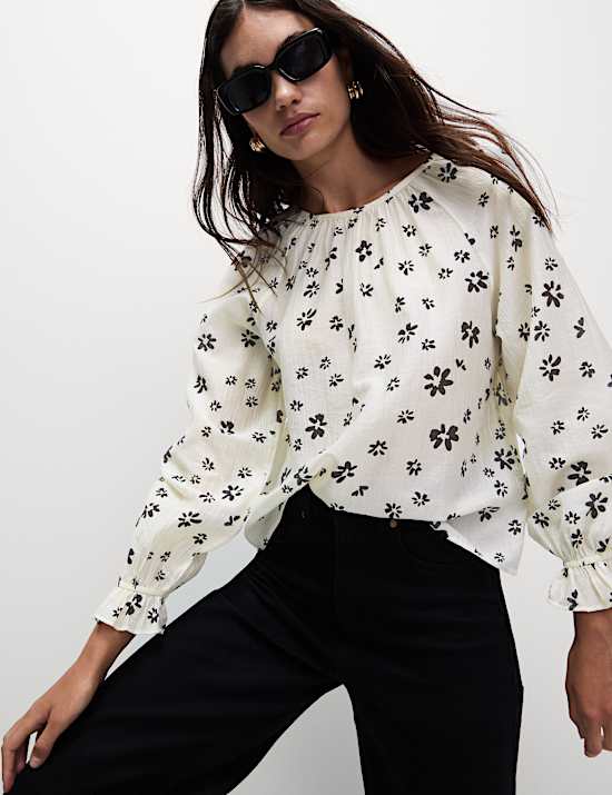 Lyocellrijke blouse met print