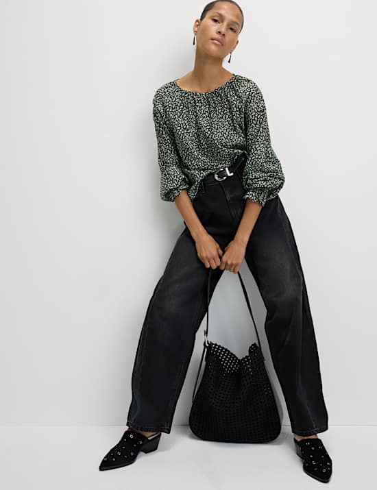 Lyocellrijke blouse met print