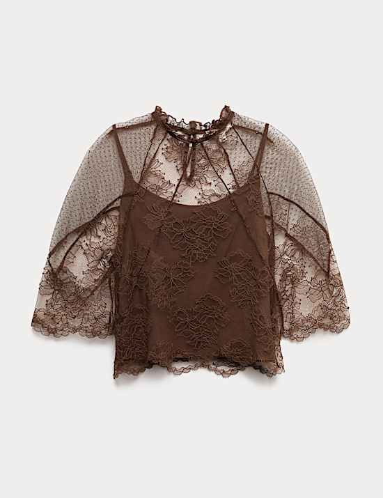 Lace Frill Neck Top