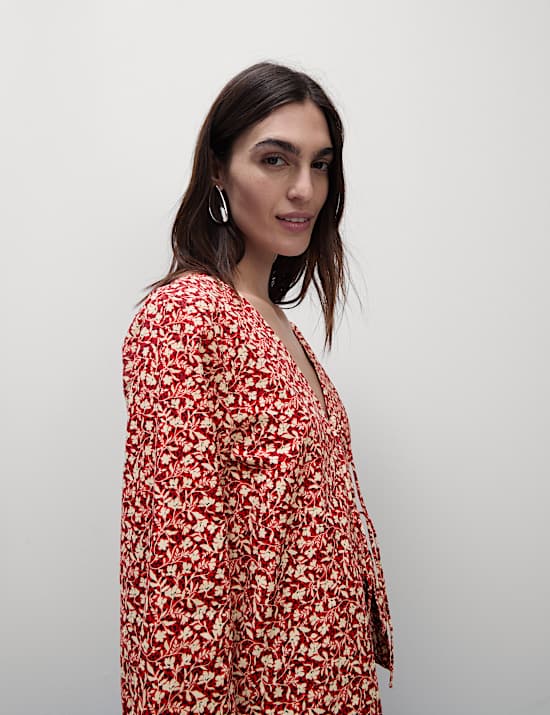 Pure Cotton Printed Tie Front Top