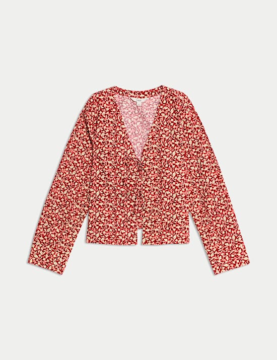 Pure Cotton Printed Tie Front Top