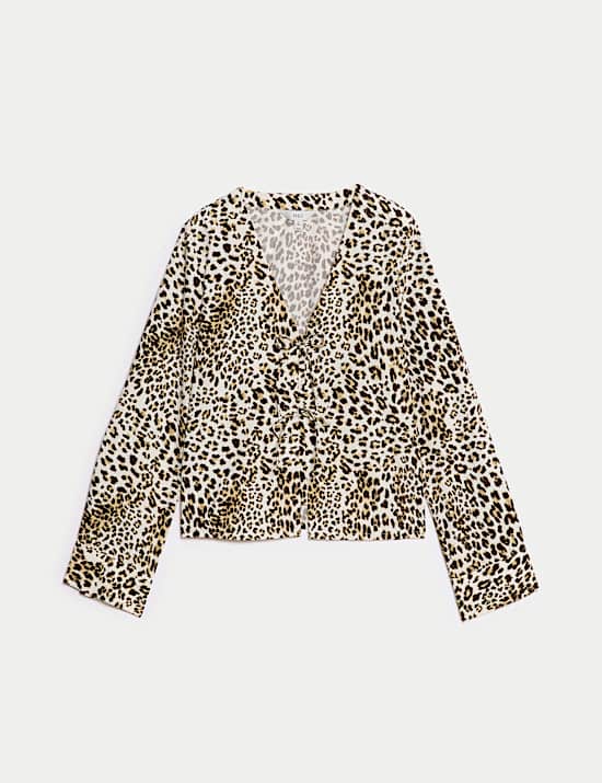 Top 100 % coton &agrave; imprim&eacute; et n&oelig;ud avant