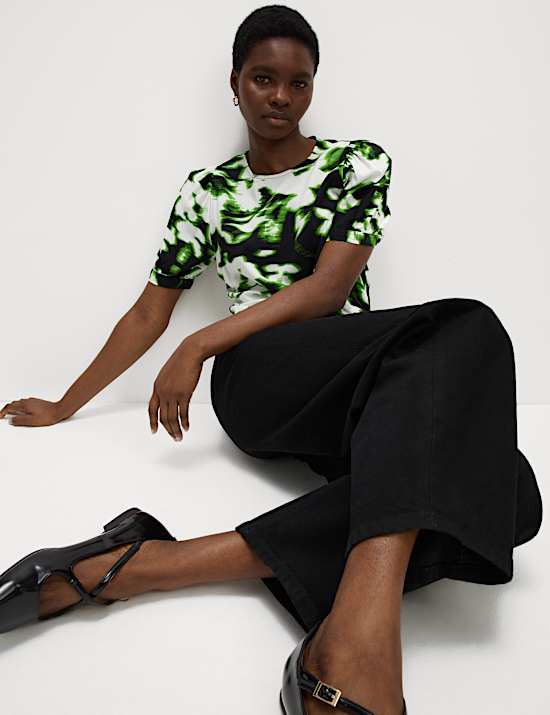 Printed Puff Sleeve Blouse