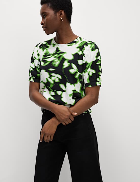 Printed Puff Sleeve Blouse