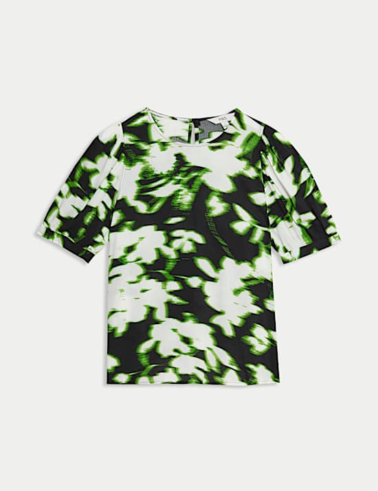 Printed Puff Sleeve Blouse