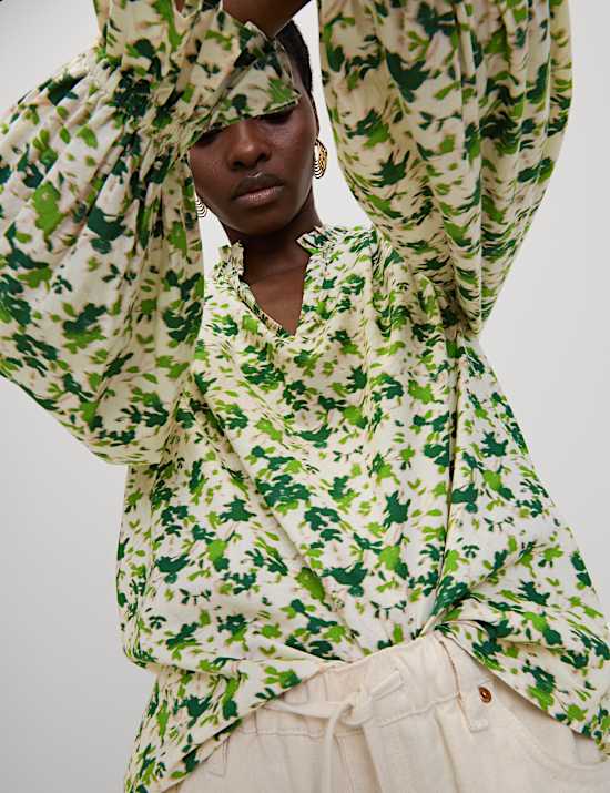 Pure Cotton Floral Printed Blouse