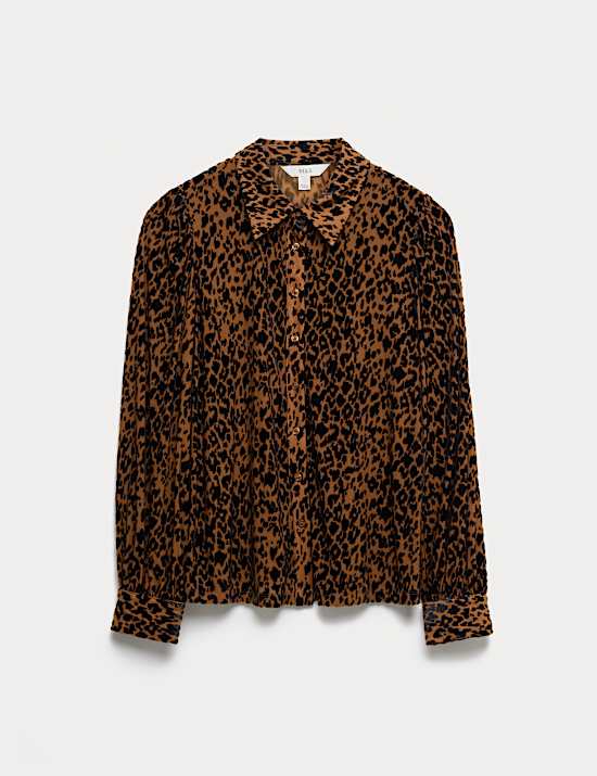 Animal Print Collared Shirt