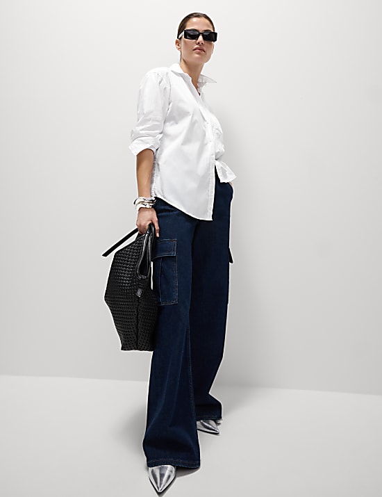 חולצת טי מכותנה טהורה בגזרת אוברסייז