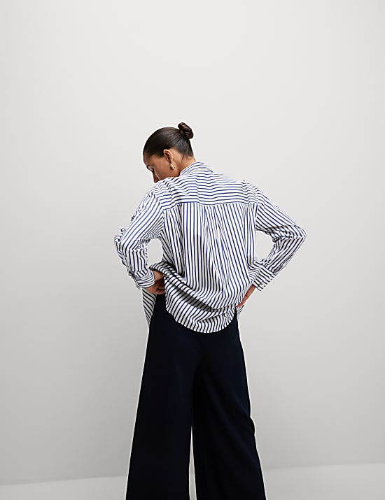 Pure Cotton Striped Collared Shirt