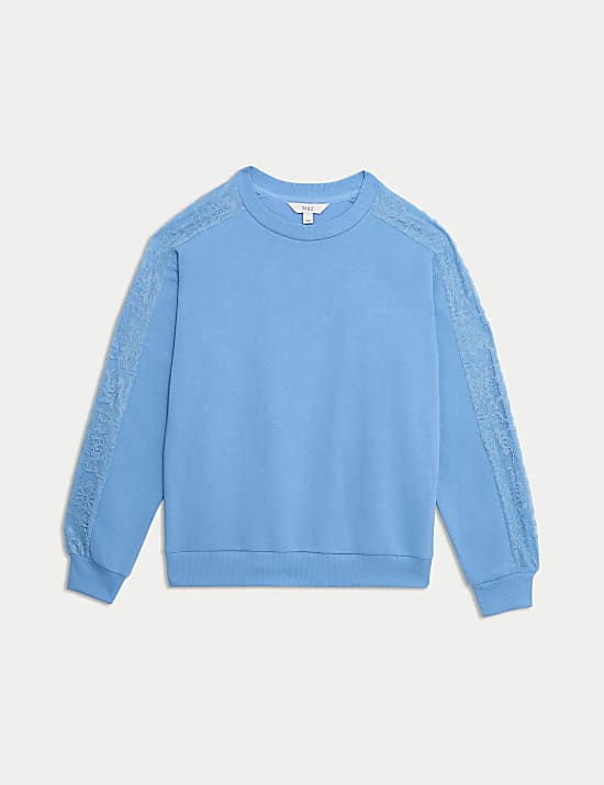 Cotton Rich Lace Detail Sweatshirt