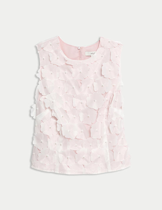 Applique Flower Detail Shell Top