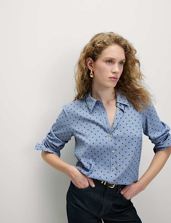 Printed Collared Button Through Shirt