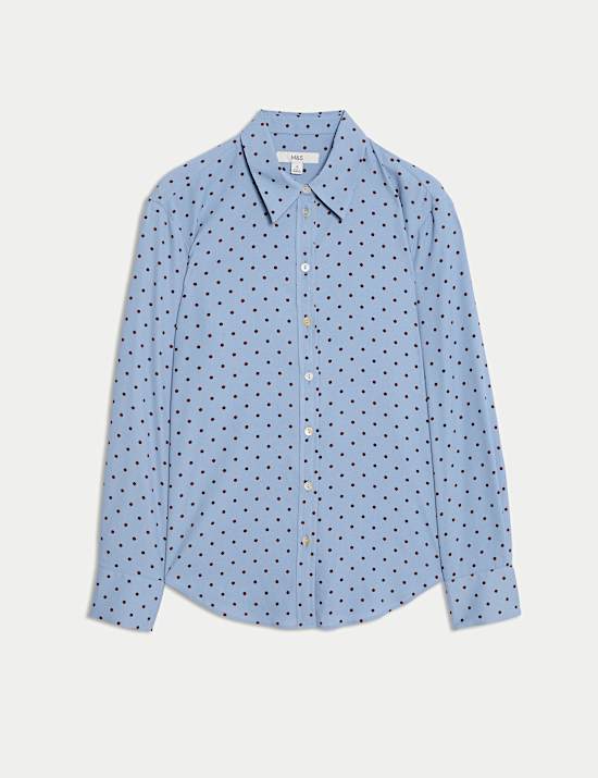 Printed Collared Button Through Shirt