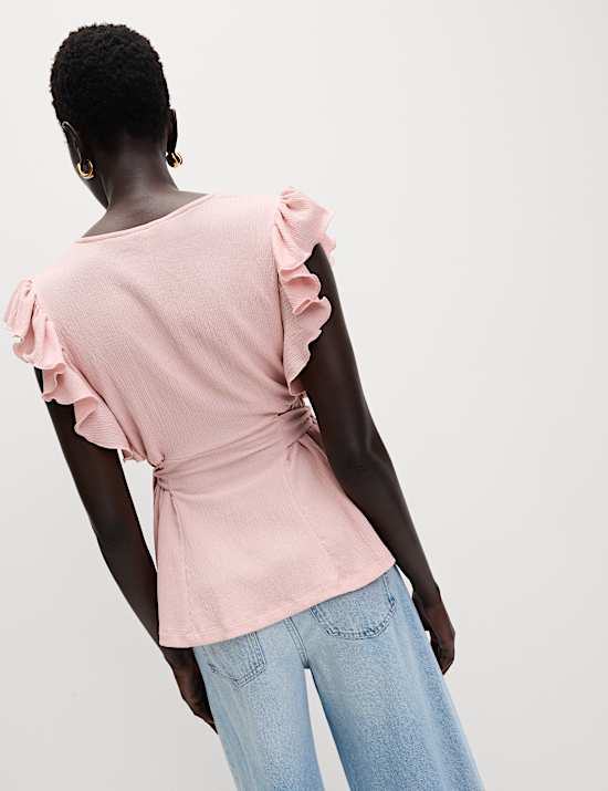 V-neck Frill Detail Top