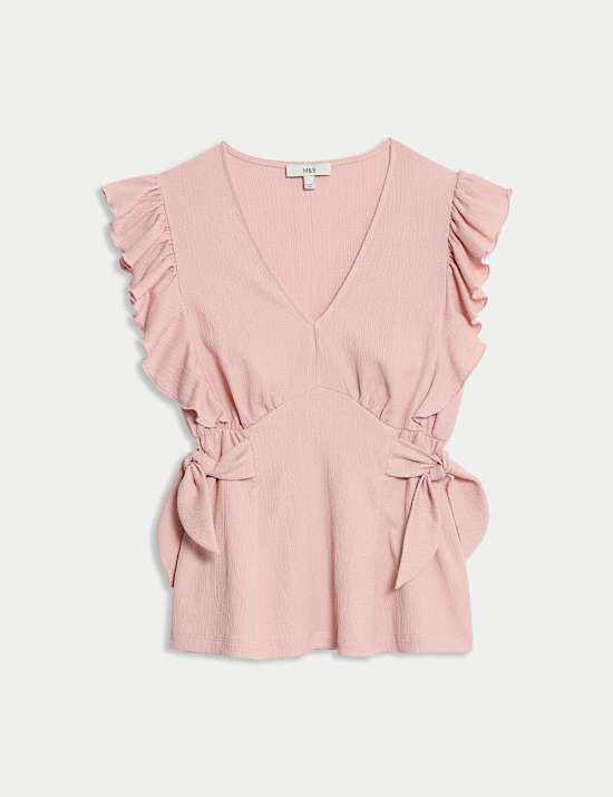 V-neck Frill Detail Top