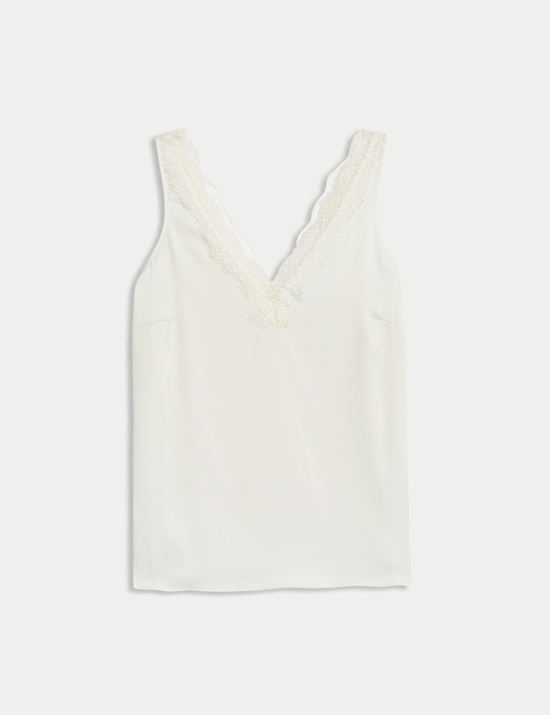 Trägeroberteil aus Satin mit Spitzeneinsatz