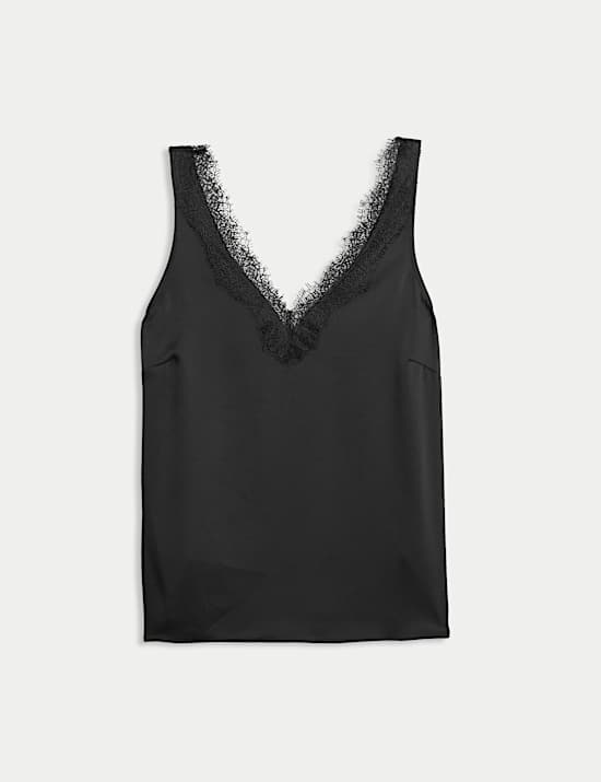Satin Lace Insert Cami Top