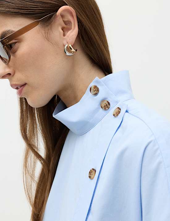 Funnel Neck Button Through Shirt