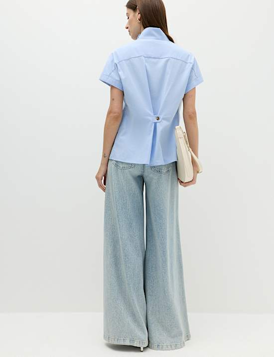 Funnel Neck Button Through Shirt