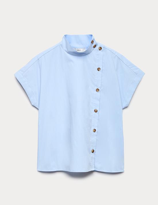 Funnel Neck Button Through Shirt