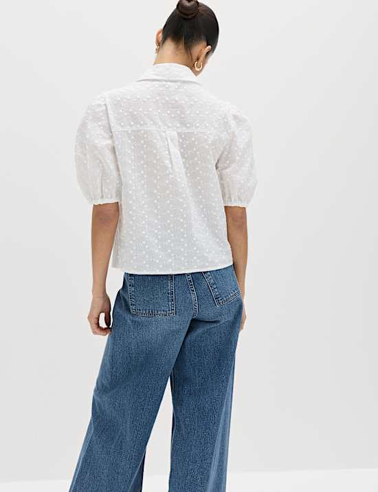 Geborduurd overhemd van puur katoen met knoopsluiting