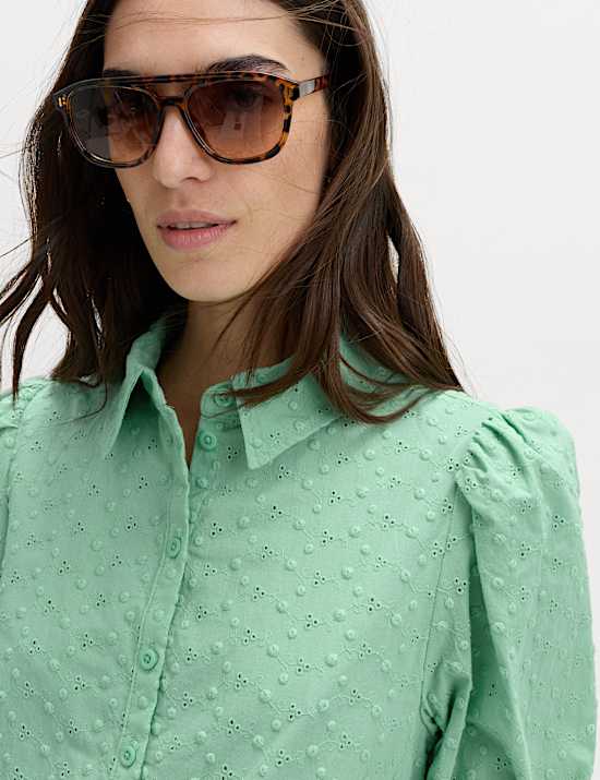 Chemise boutonn&eacute;e 100 % coton brod&eacute;