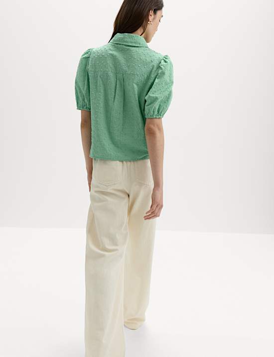 Chemise boutonn&eacute;e 100 % coton brod&eacute;