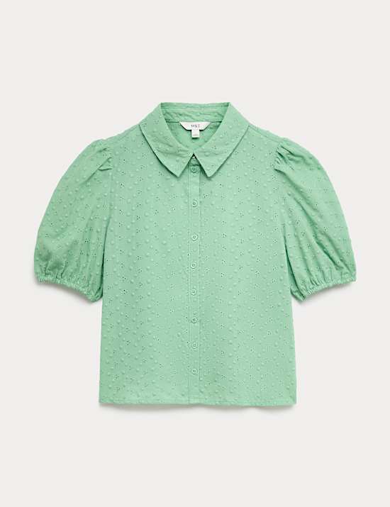 Chemise boutonn&eacute;e 100 % coton brod&eacute;