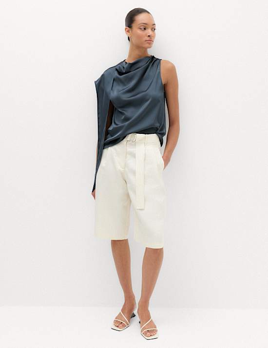 Satin Draped Detail Top