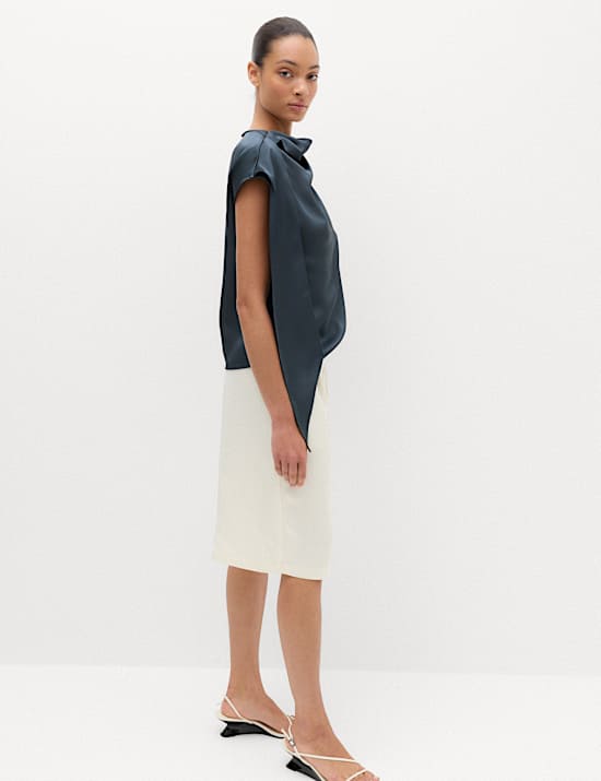 Satin Draped Detail Top