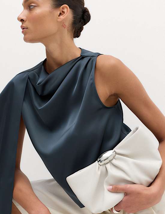Satin Draped Detail Top