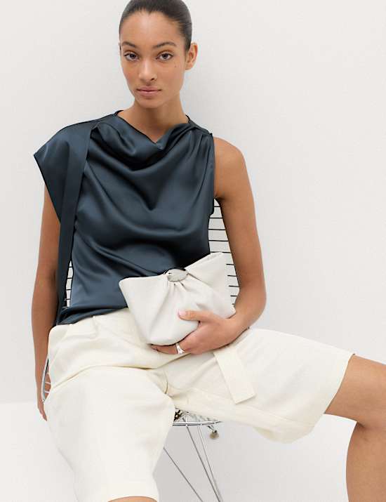 Satin Draped Detail Top