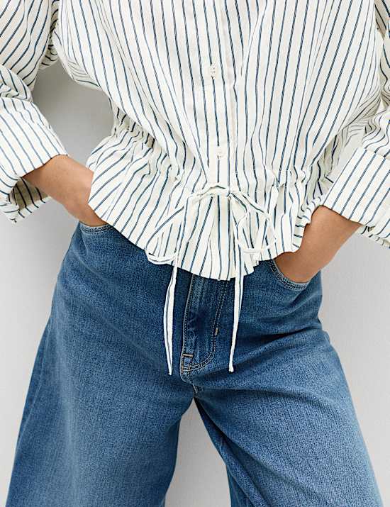 Striped Drawstring Waist Shirt