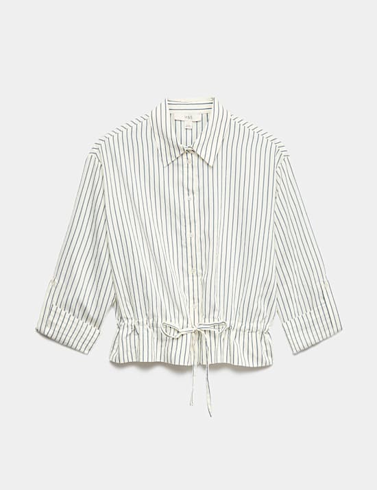 Striped Drawstring Waist Shirt