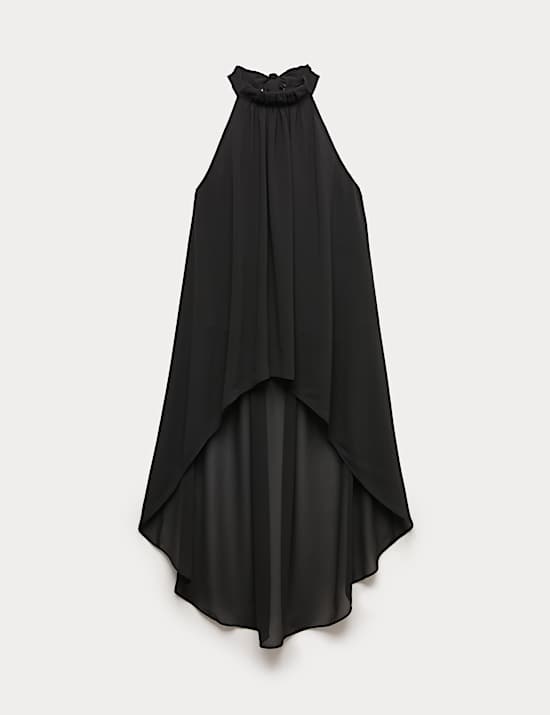 Top largo drapeado con cuello Halter