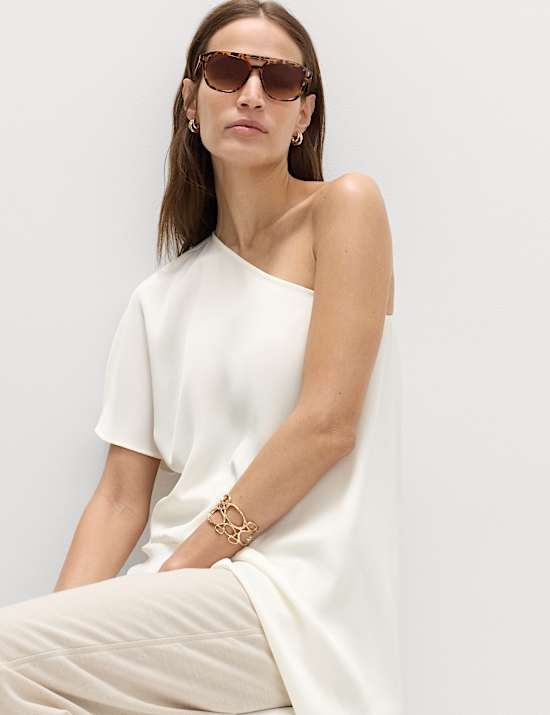 One Shoulder Asymmetric Longline Top