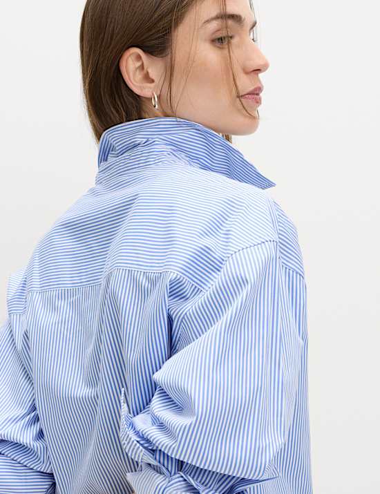 Zuiver katoenen oversized overhemd met streepmotief