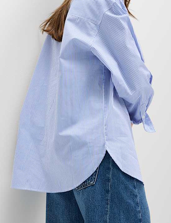 Zuiver katoenen oversized overhemd met streepmotief