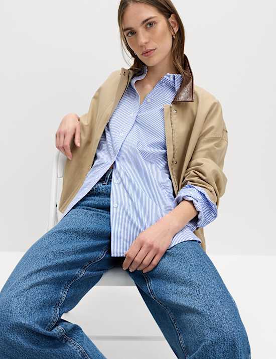 Zuiver katoenen oversized overhemd met streepmotief