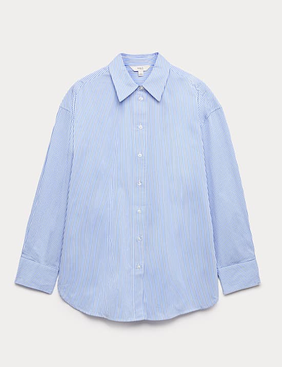 Zuiver katoenen oversized overhemd met streepmotief