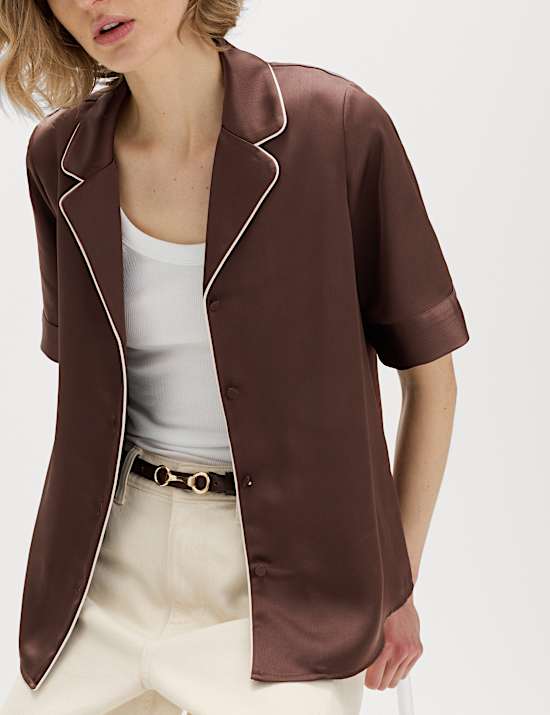 Satijnen overhemd met kraag