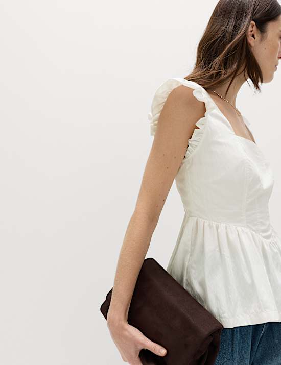 Technical Square Neck Peplum Top