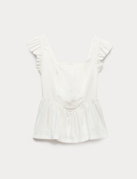 Technical Square Neck Peplum Top