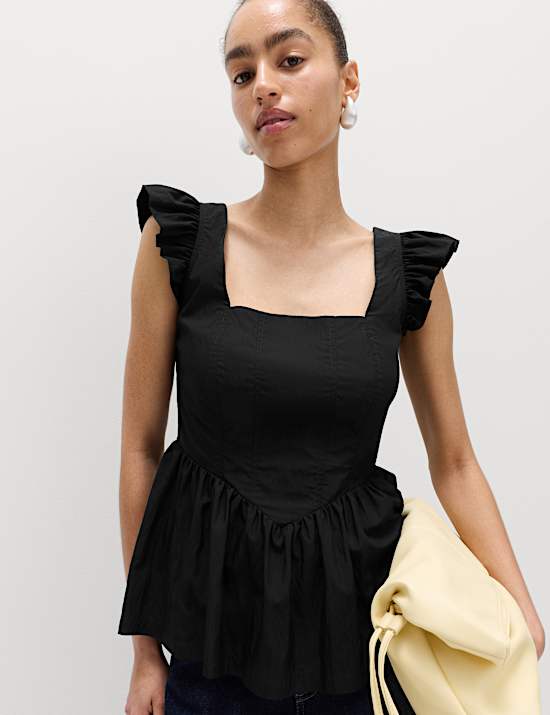 Square Neck Peplum Top