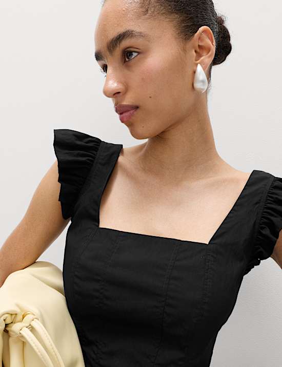 Atasan Peplum Leher Persegi