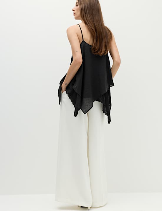 Asymmetric Embroidered V-Neck Cami Top